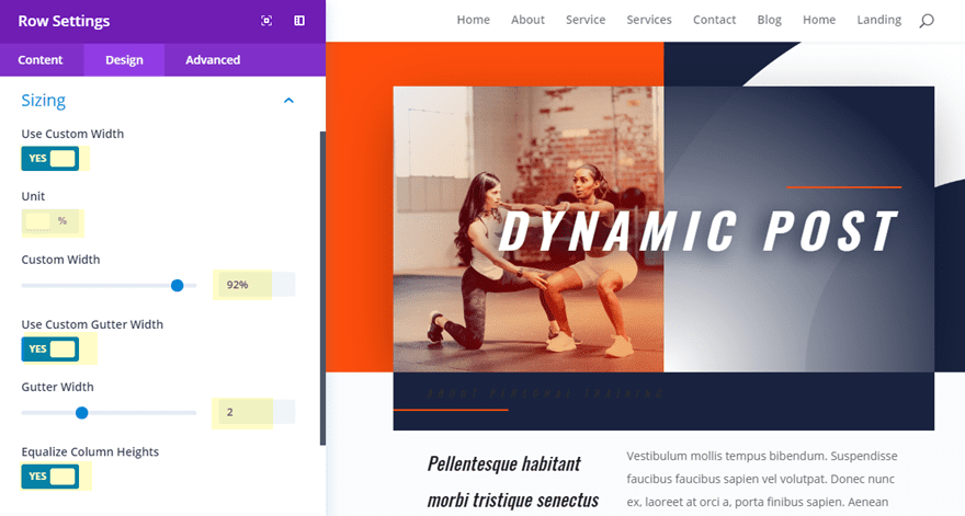 dynamic post layout