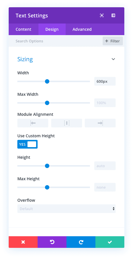 draggable sizing