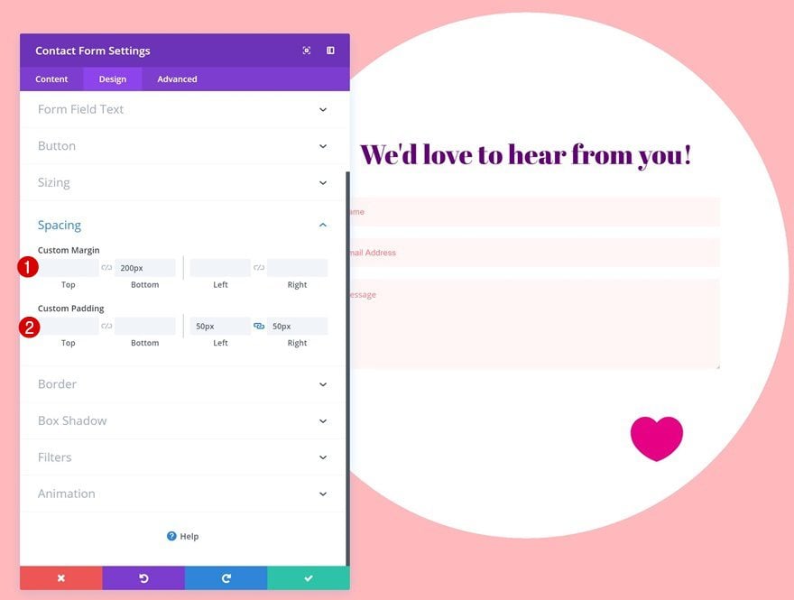 divi contact form module designs