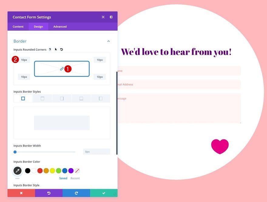 divi contact form module designs