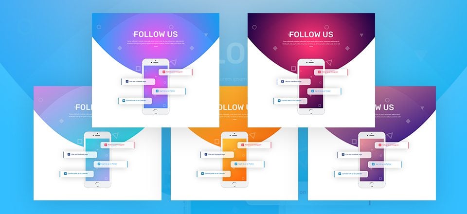 Download a Unique Social Follow Design with 5 Color Palettes for Divi