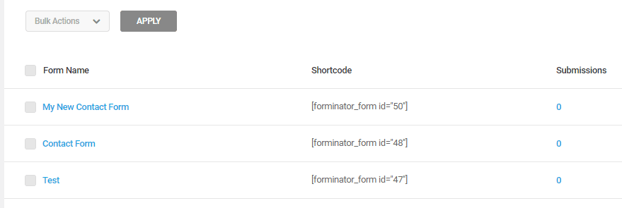 Finding the shortcodes you need to insert your forms into a page.