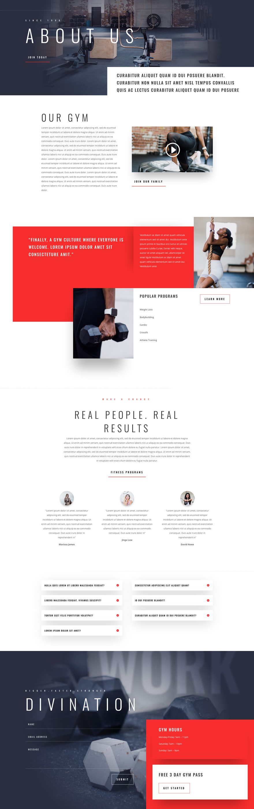 divi fitness gym layout pack