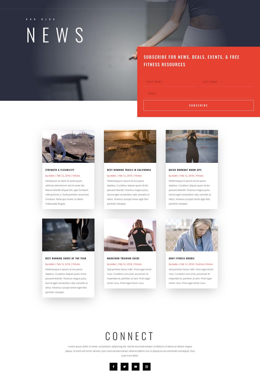 divi fitness gym layout pack