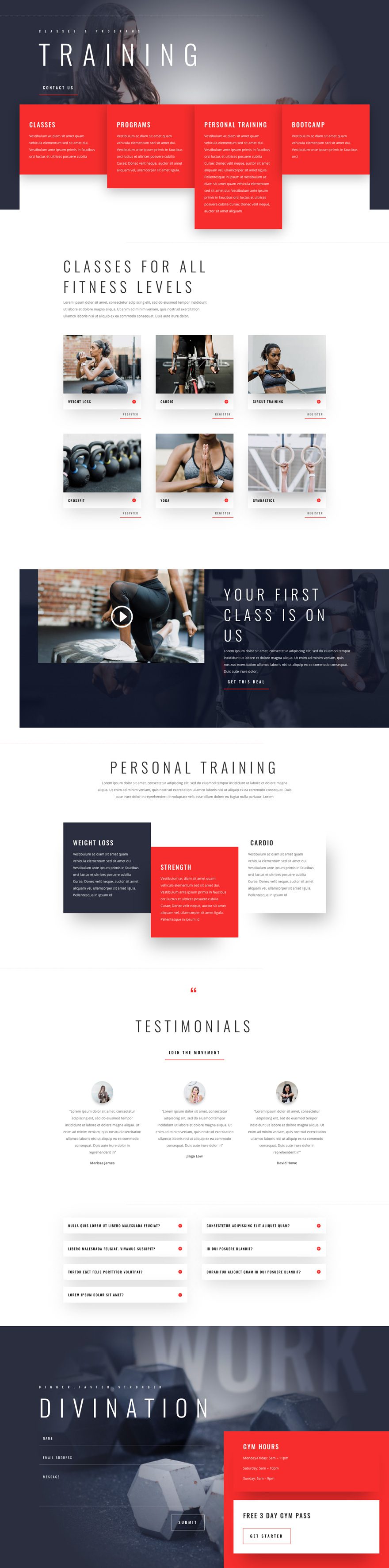 divi fitness gym layout pack