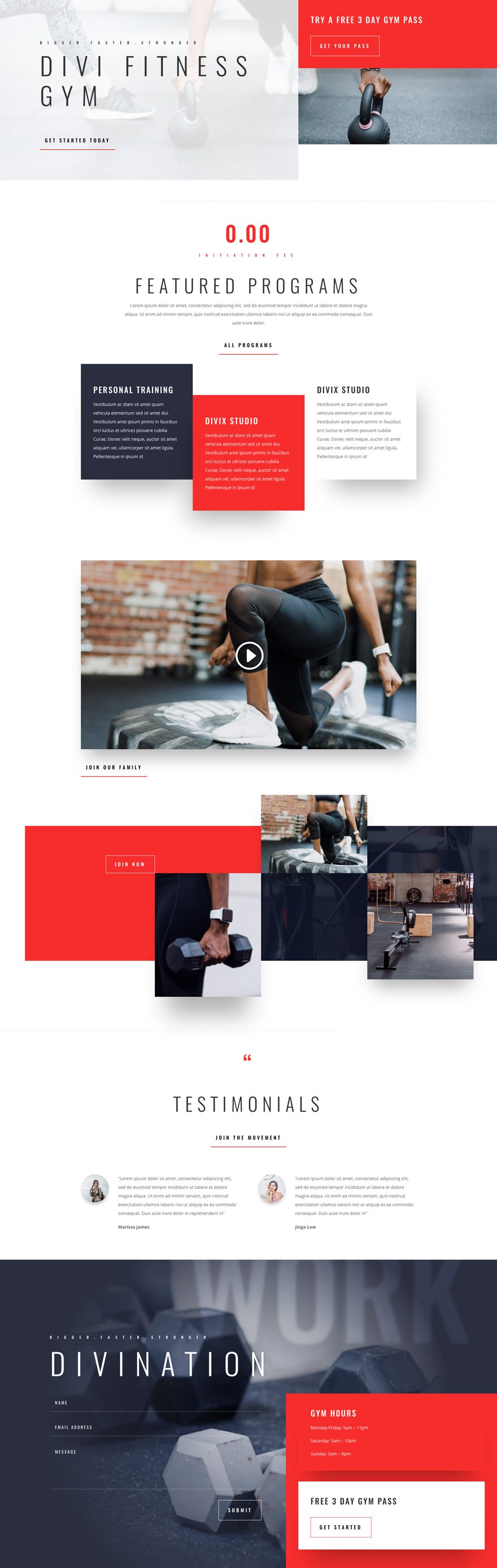 divi fitness gym layout pack