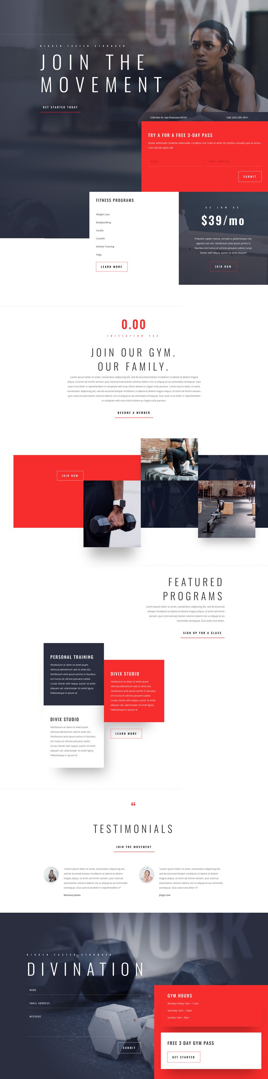 divi fitness gym layout pack