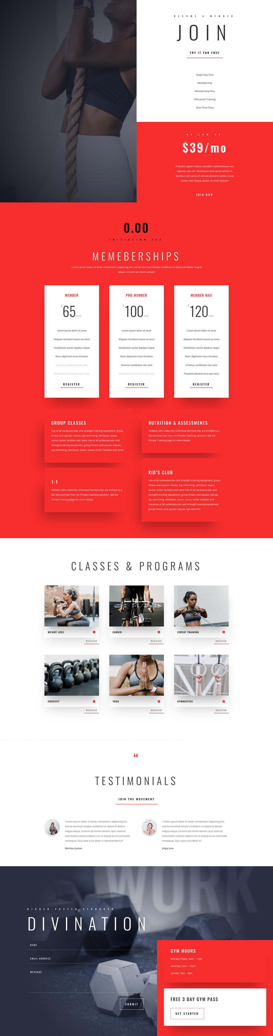 divi fitness gym layout pack