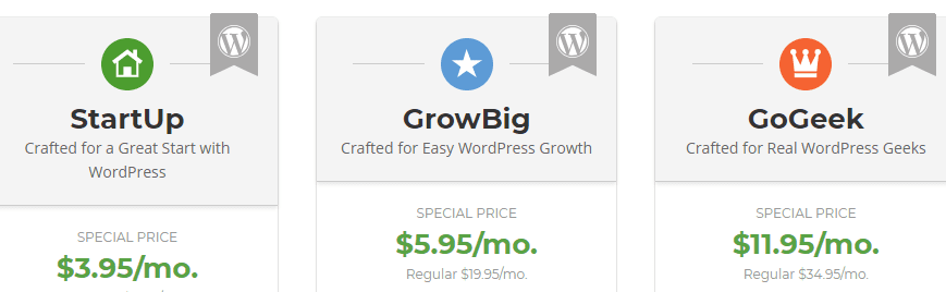 Some examples of budget WordPress hosting plans.
