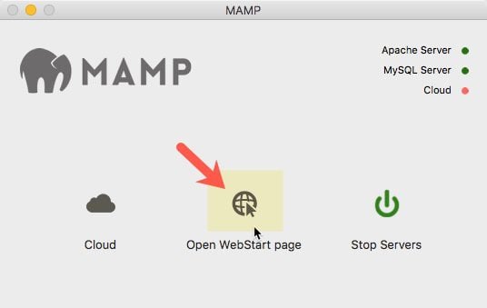 webstart page in mamp