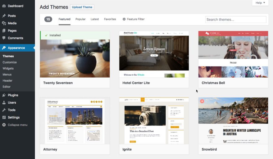 select a wordpress theme