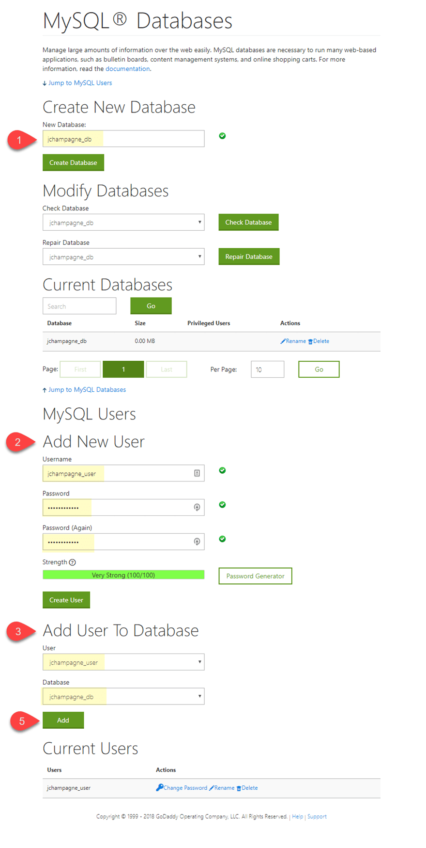 create database to install wordpress