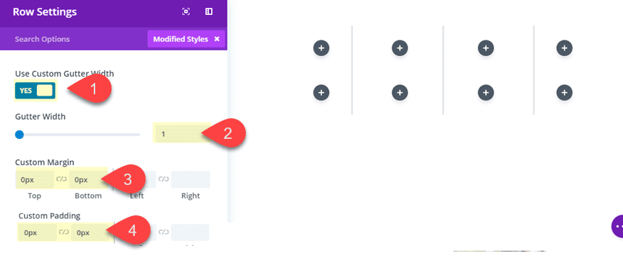 divi margin and gutter