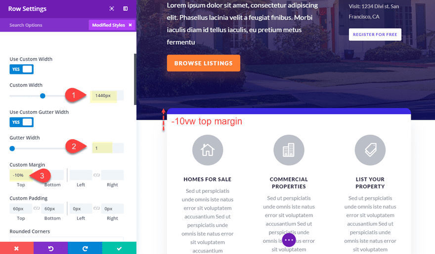 divi margin and gutter