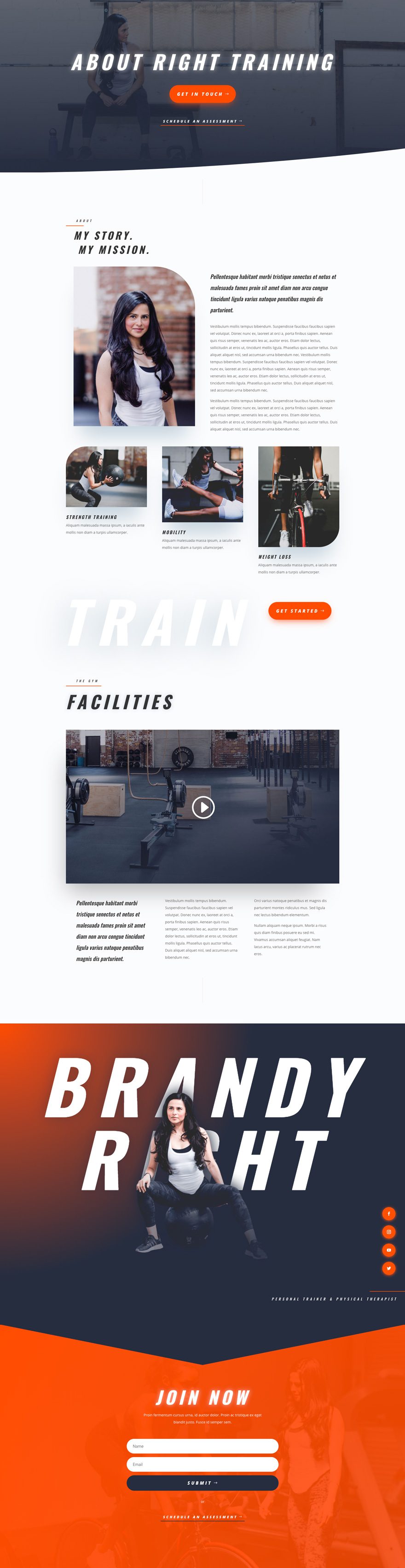 divi personal trainer layout