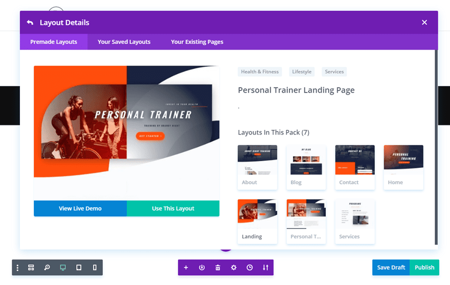 divi personal trainer layout