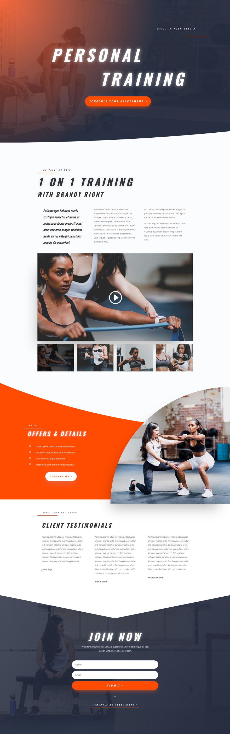 divi personal trainer layout