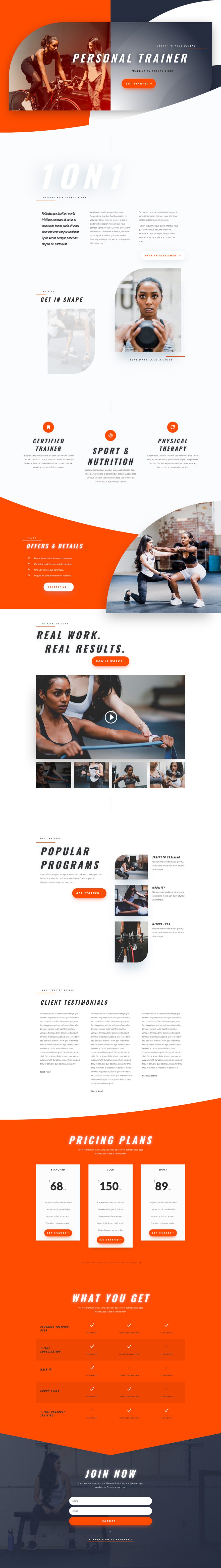 divi personal trainer layout