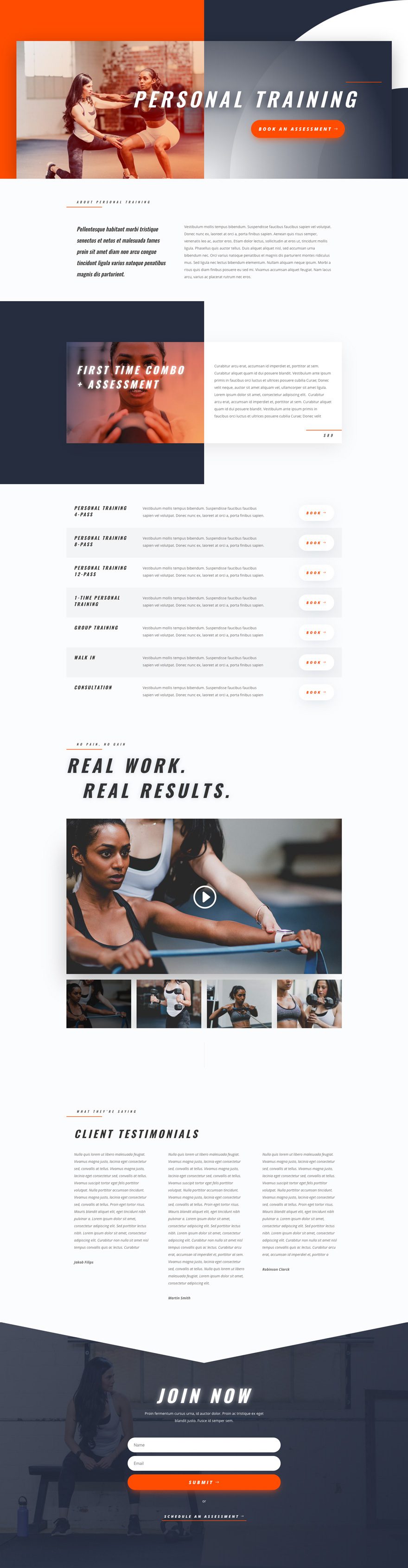 divi personal trainer layout