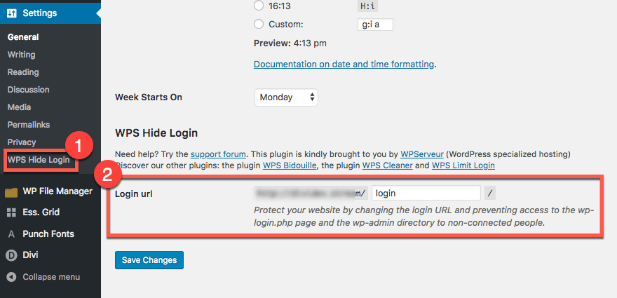 Change WordPress login url