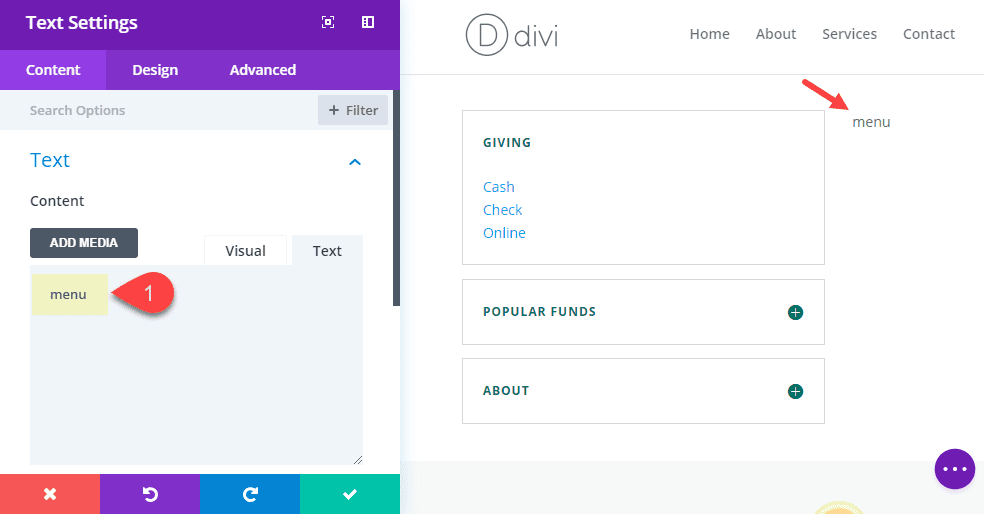 divi pop-out menu