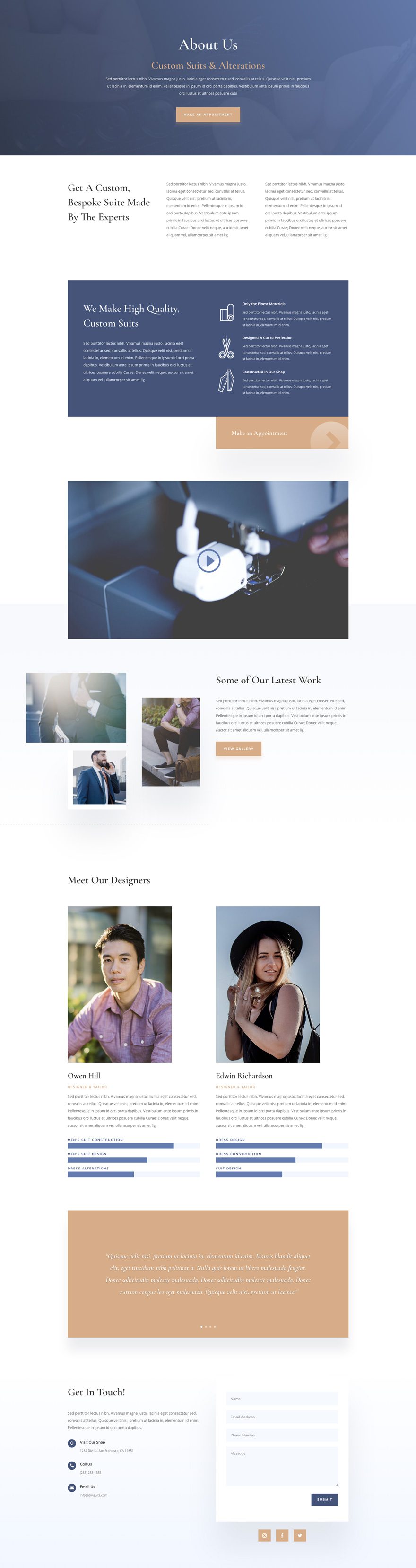 divi suit tailor layout pack