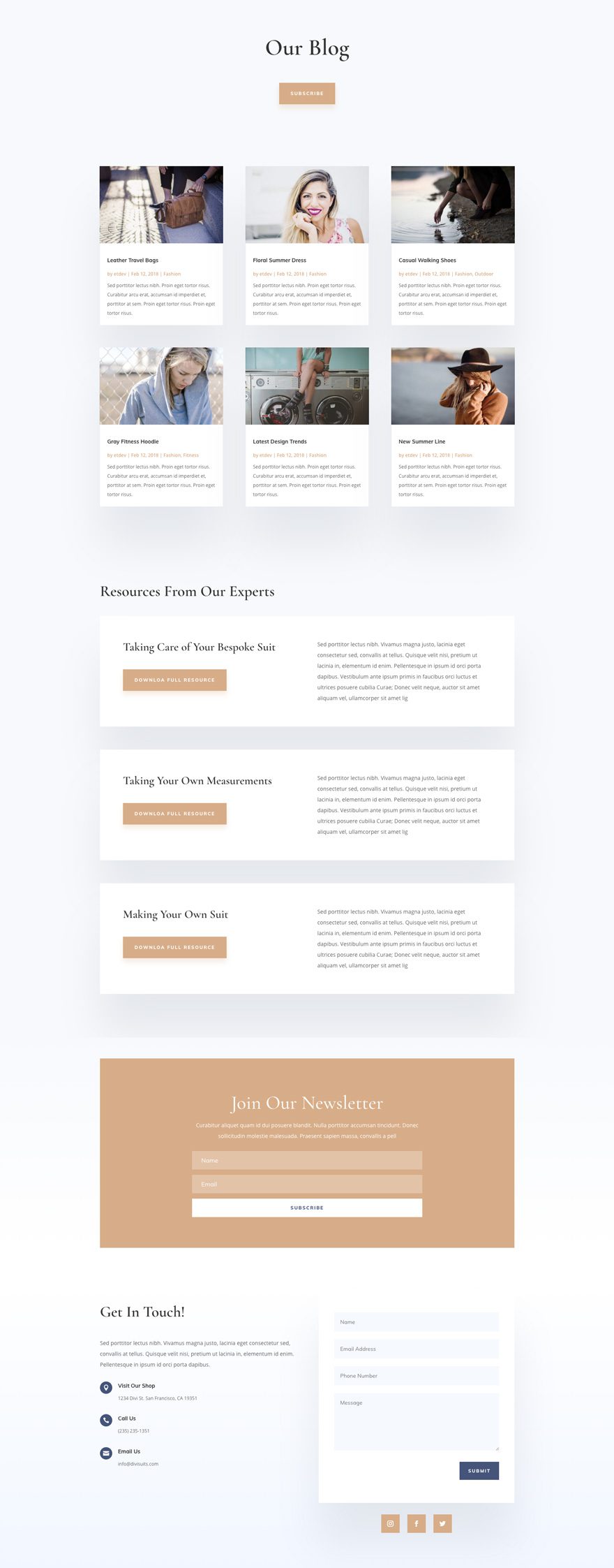 divi suit tailor layout pack