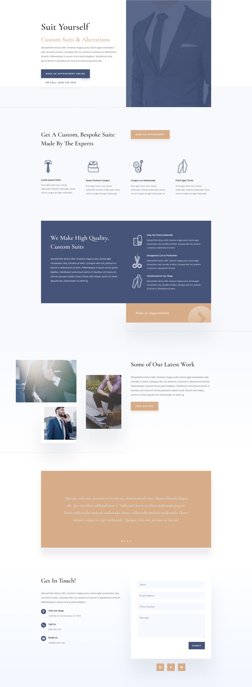 divi suit tailor layout pack