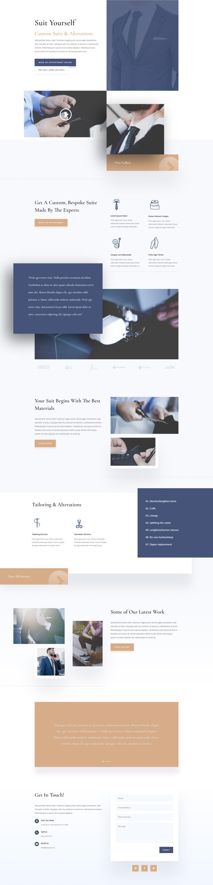 divi suit tailor layout pack