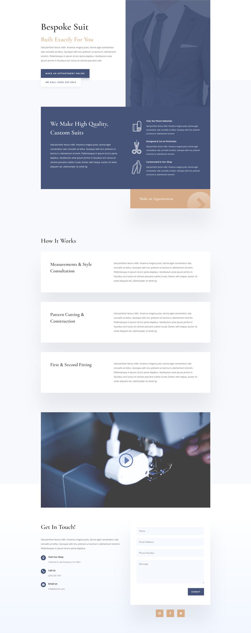 divi suit tailor layout pack