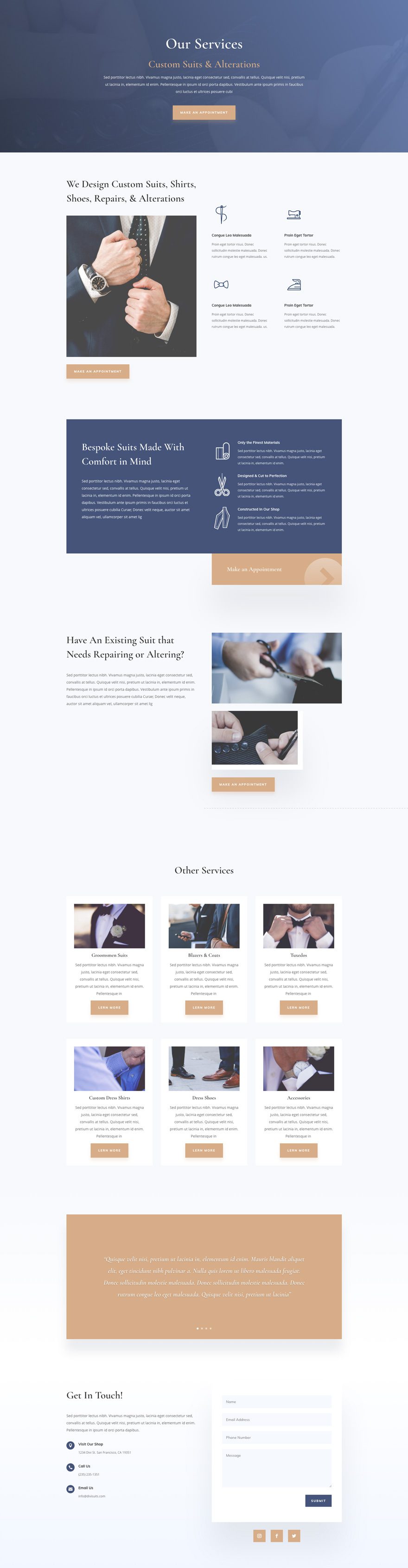 divi suit tailor layout pack