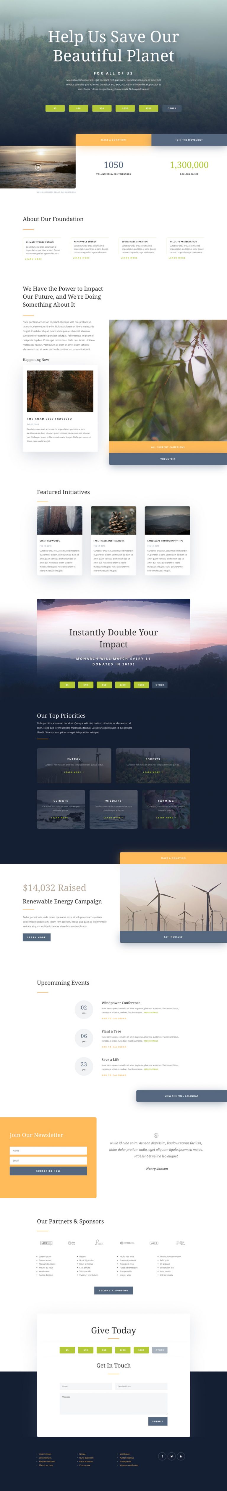 Get a FREE Environmental Nonprofit Layout Pack for Divi