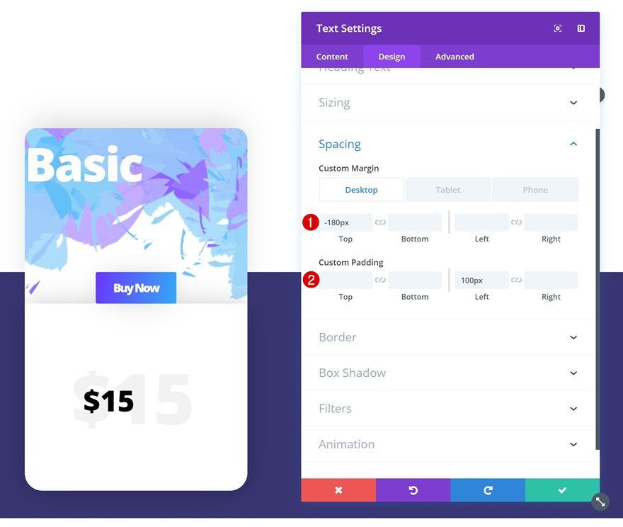 styling a pricing table