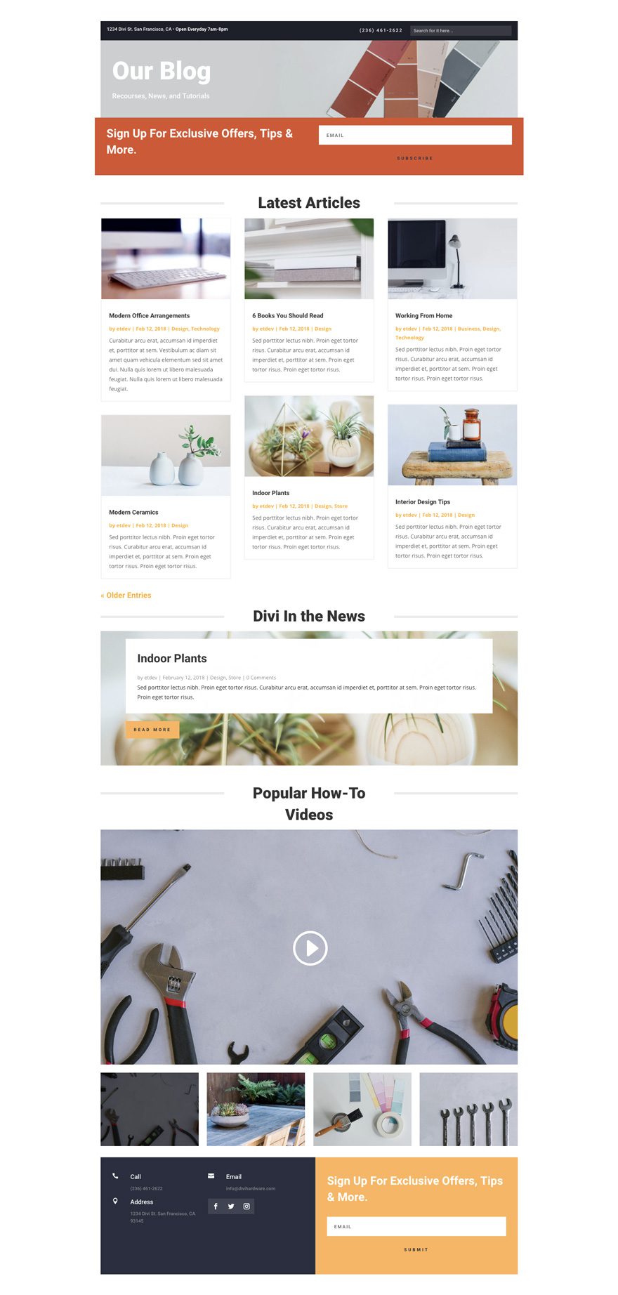 divi hardware store layout pack