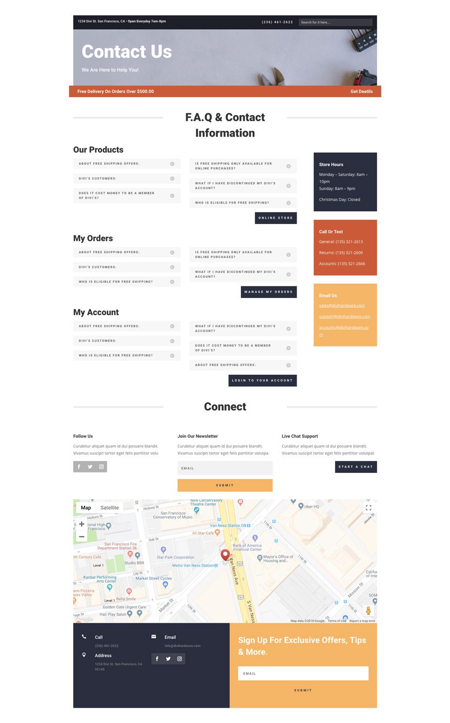 divi hardware store layout pack