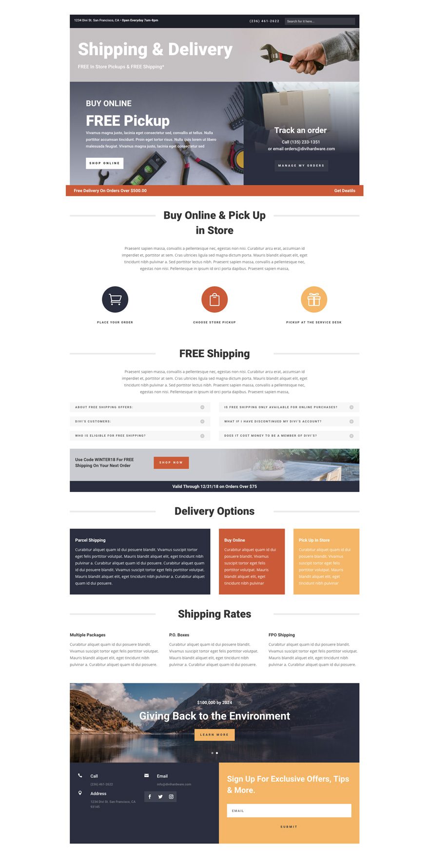 divi hardware store layout pack