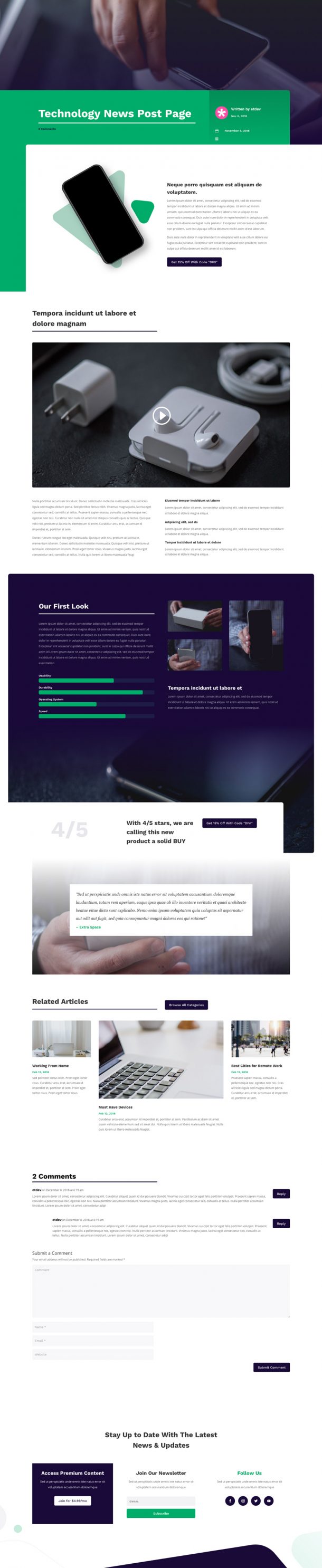 Get a FREE Technology News Layout Pack for Divi