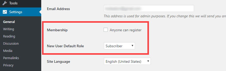 WordPress User Registration Page