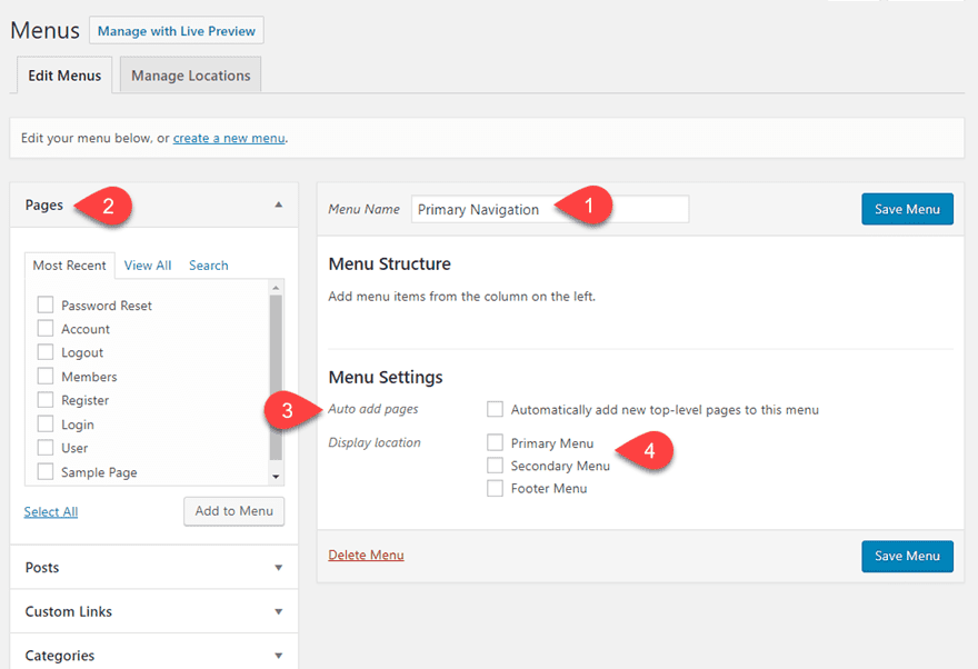 How to Create, Add, & Edit a WordPress Navigation Menu