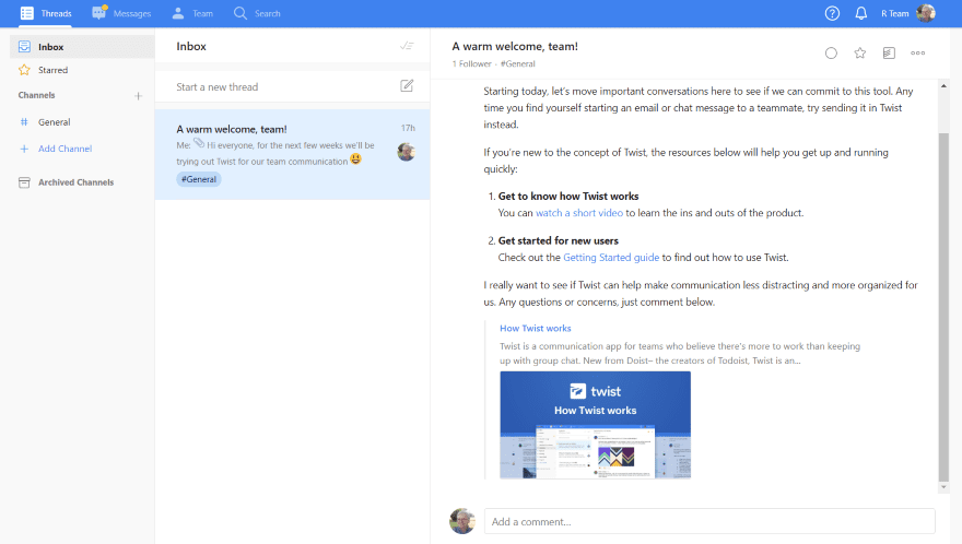 Twist: Organized work communication for flexible teams