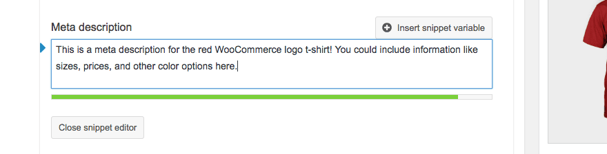 A completed and optimized meta description. Complete Guide to WooCommerce SEO