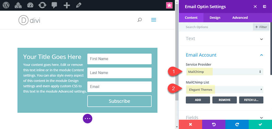 divi email opt-in module