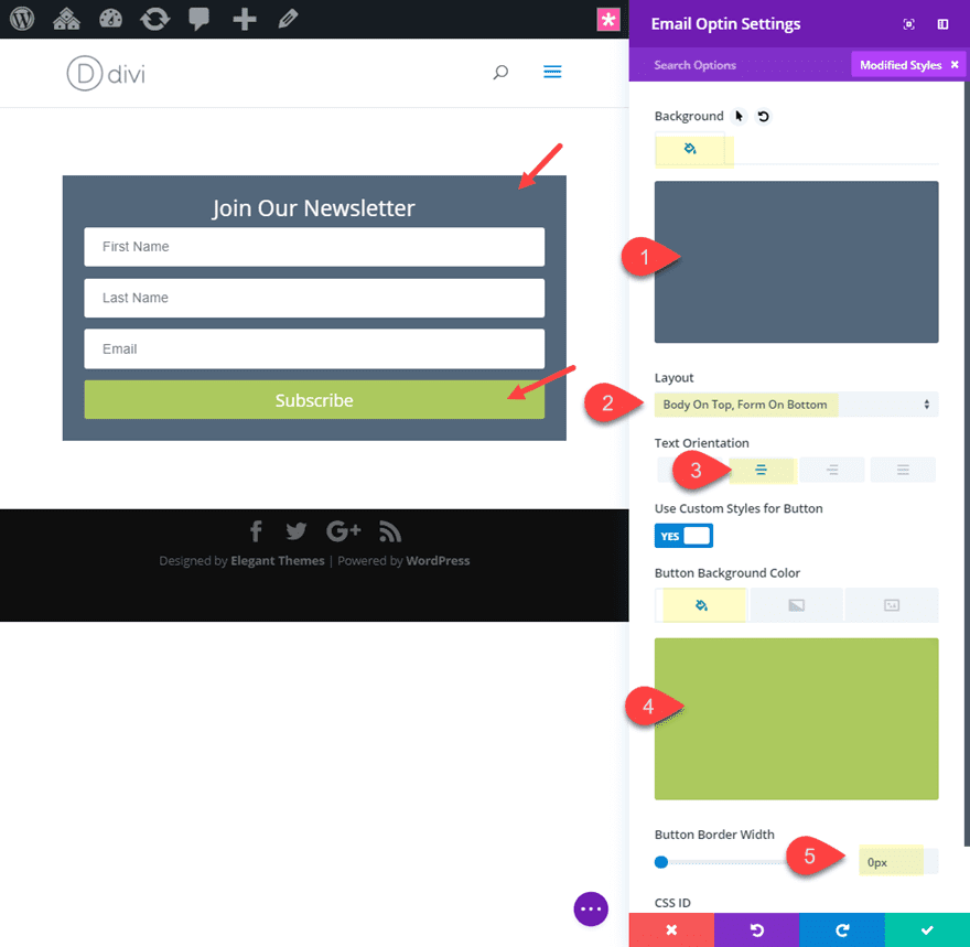 divi email opt-in module