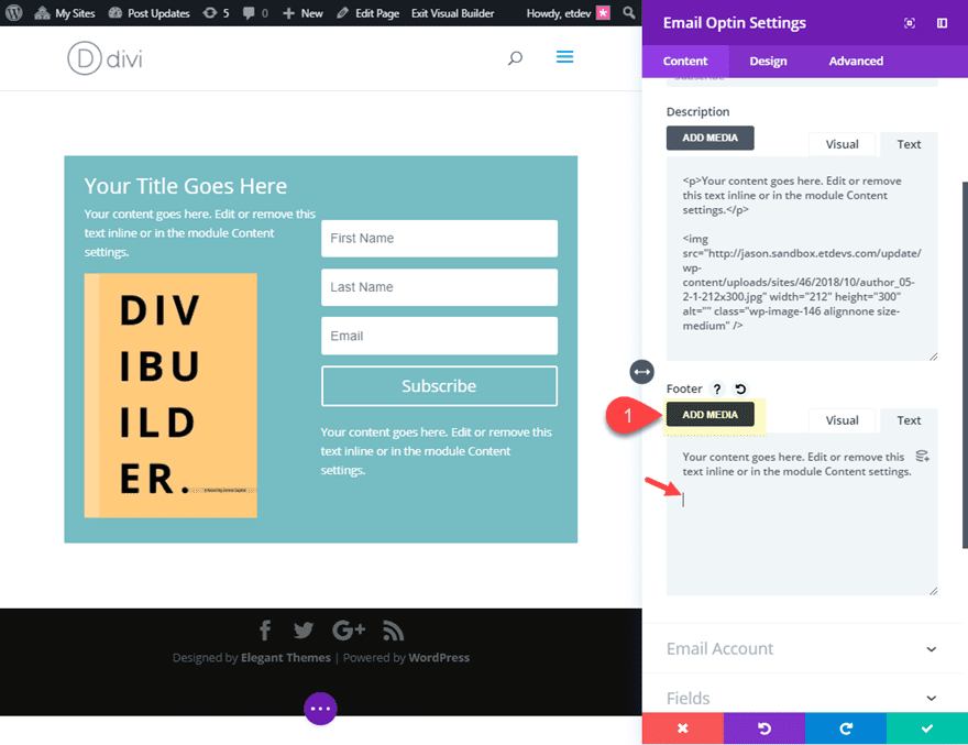 divi email opt-in module