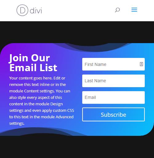 divi email opt-in module