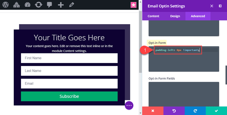 divi email opt-in module