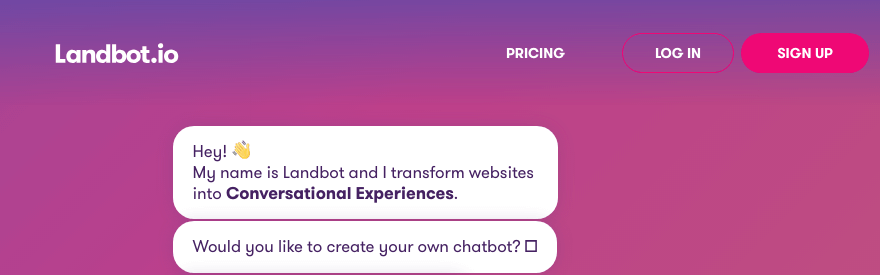 The Landbot.io conversational landing page.