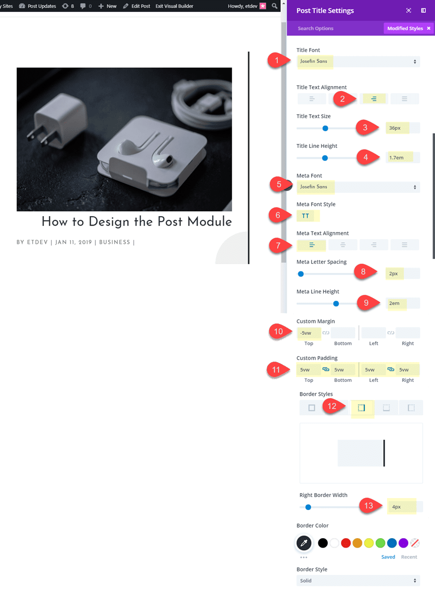 divi post title module