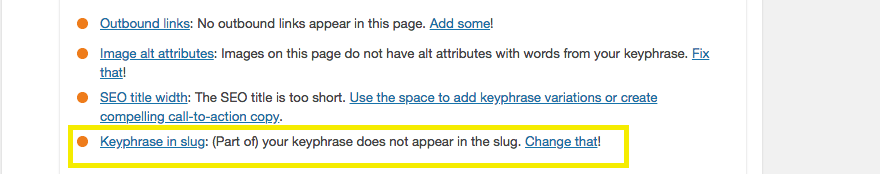 Yoast's Slug metric.