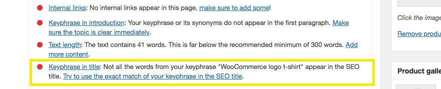 The title metric within Yoast. Complete Guide to WooCommerce SEO